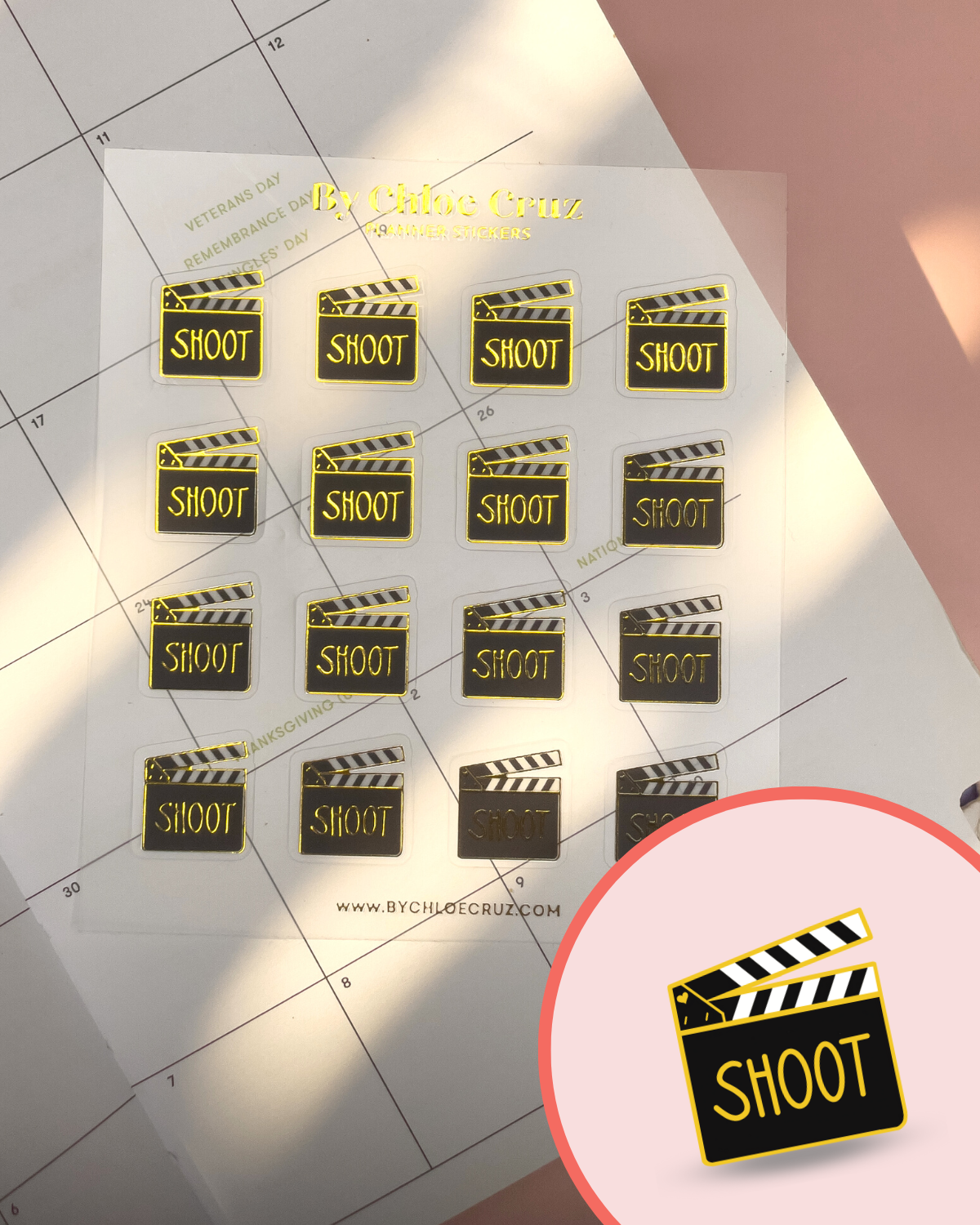 Shoot Gold Foil Planner Stickers