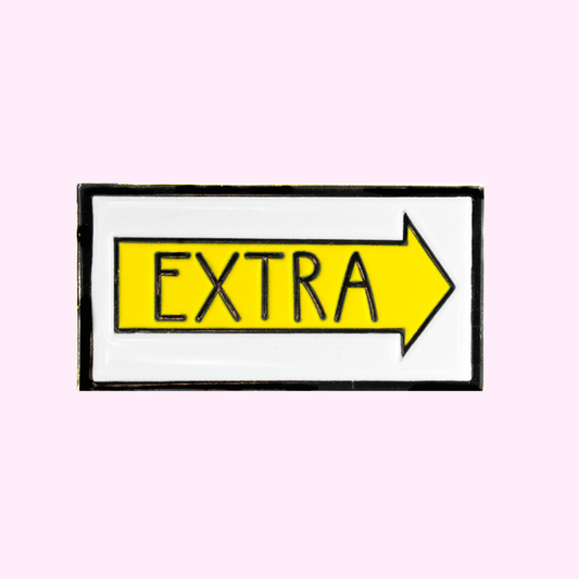 Extra Background Actor yellow film arrow location sign glow in the dark enamel pin
