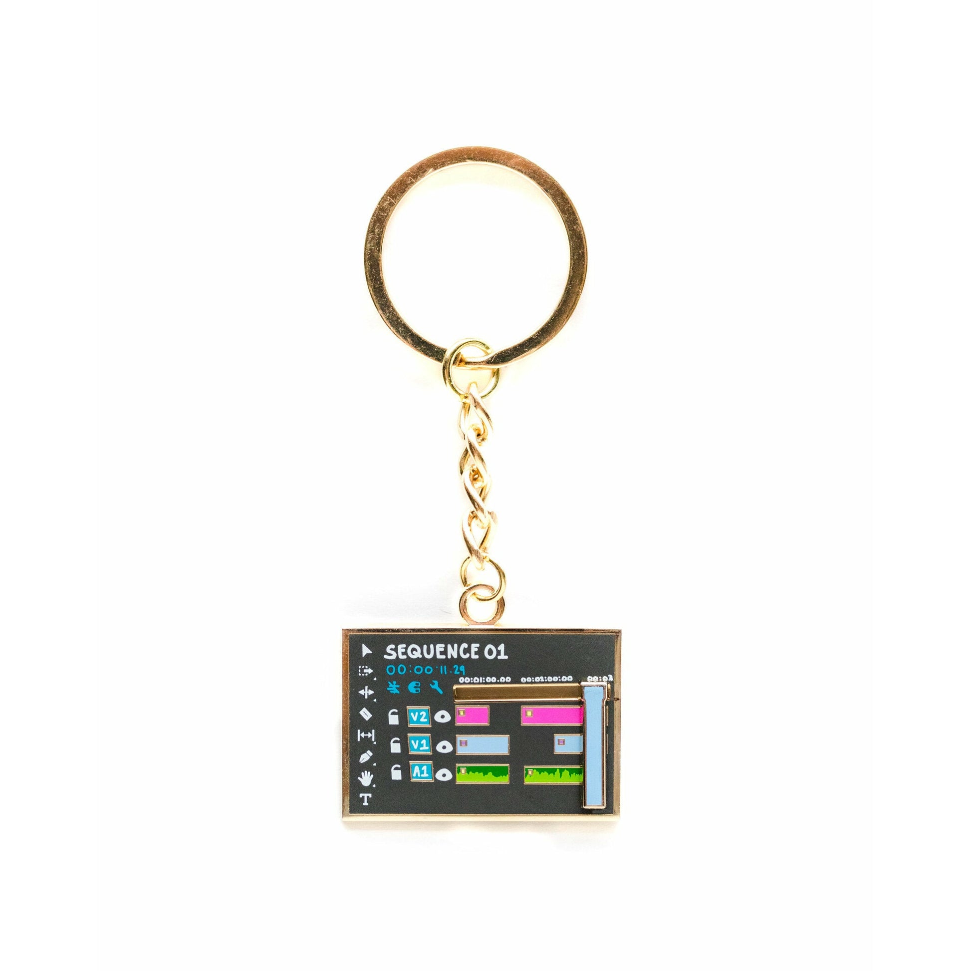 Video editor timeline key ring with white background 