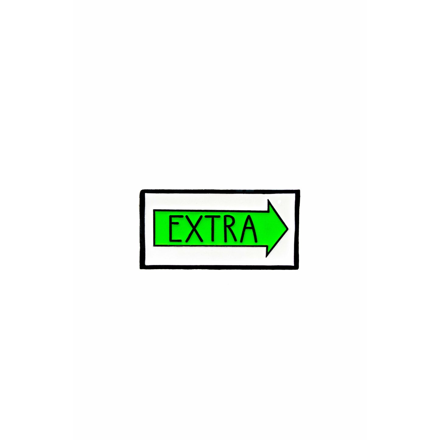 green extra film arrow location sign enamel pin