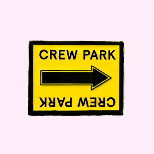 FIlm USA Crew Park Yellow and black arrowLocation Sign enamel pin