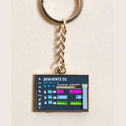 Video Editor timeline movable playhead keychain with text sequence 01